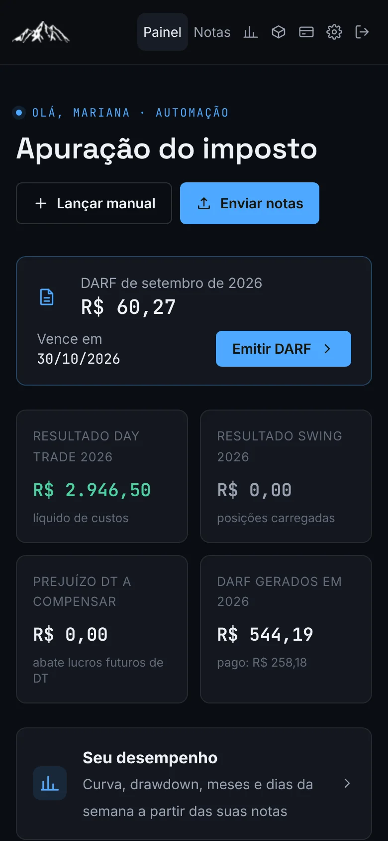 O painel também funciona no celular.
